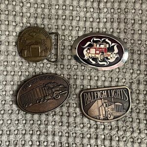 Lot of 4 Vintage Truck Belt Buckles